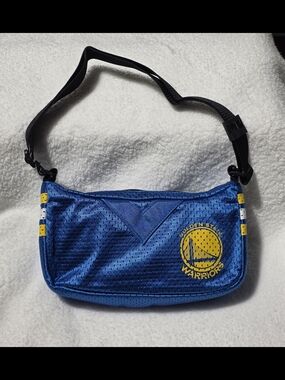 Golden State Warriors Blue Mesh Jersey Style Material Zipper Shoulder Bag.